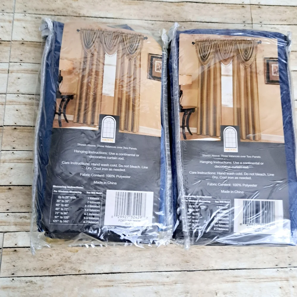 2 Fortune One Waterfall Valance Slate/Blue 36in W ×26 in L